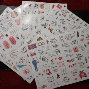 5 Sheets, +225 mini Stickers. Wedding. Scrapbooking, Journaling English German